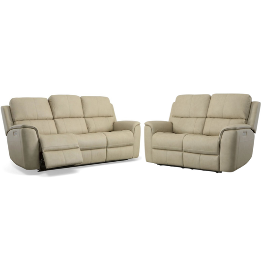 cream reclining sofa set on a white background