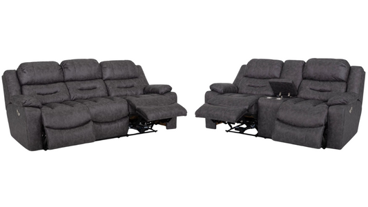 Gray reclining sofa set on a white background