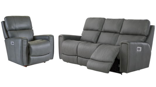 Gray reclining sofa set on a white background