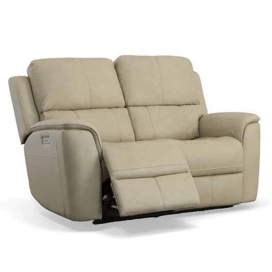 Henry Leather Power Reclining Loveseat with Power Headrests & Lumbar