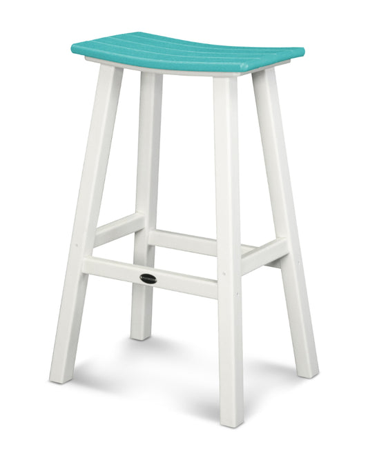 white and aruba 30" Saddle Bar Stool