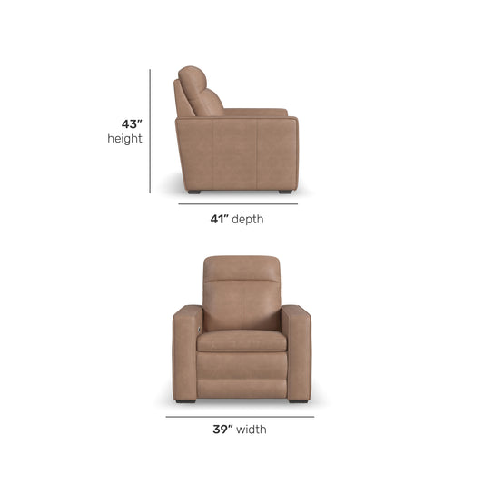 Flexsteel Dutch Leather Power Recliner with Power Headrest & Lumbar