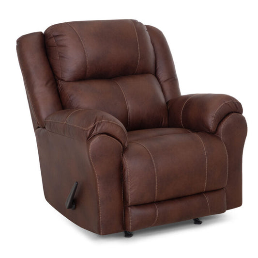 Brown leather recliner chair on a white background