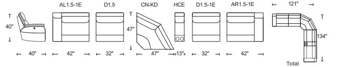 70829 Power Upholstered 6 Pc Sectional