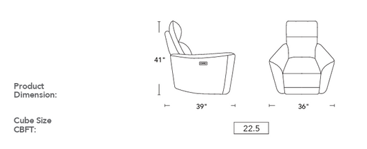 Illustration of a chair with dimensions labeled on a white background