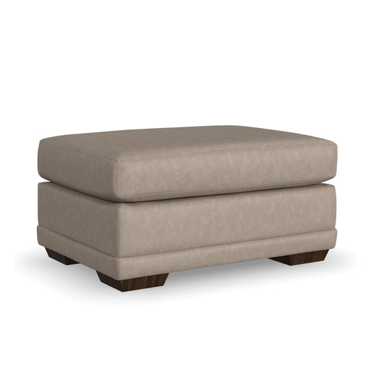 Jewel Leather Ottoman - Driftwood
