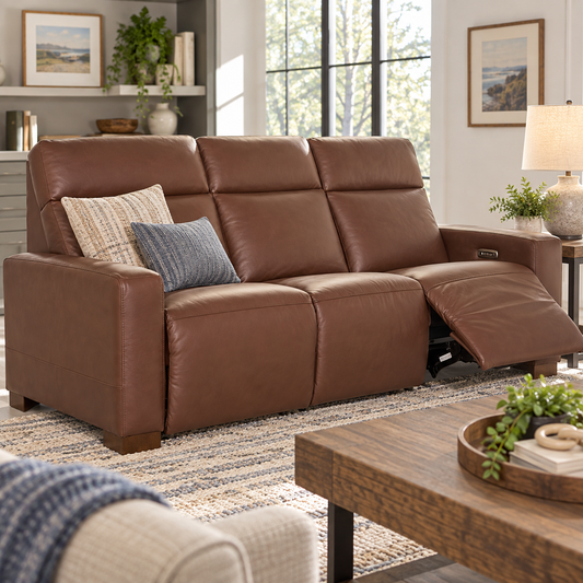 Acadia Leather Power Reclining Sofa w/ Headrest