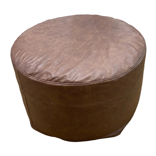 Round Leather Ottoman