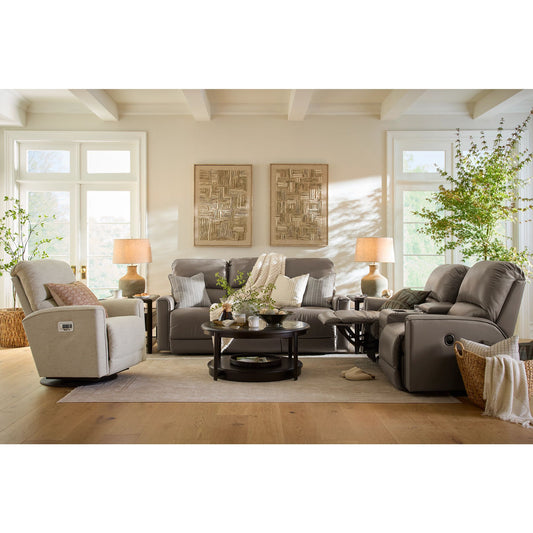Cade Leather Reclining Sofa — Cozy Match Putty — view 2