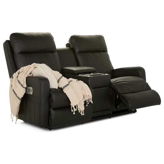 Finley Leather Reclining Loveseat — Gambit Onyx — view 8