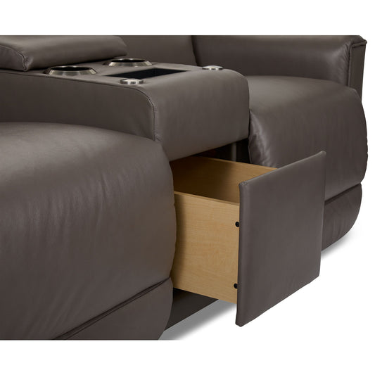 Cade Leather Reclining Loveseat — Cozy Match Putty — view 2
