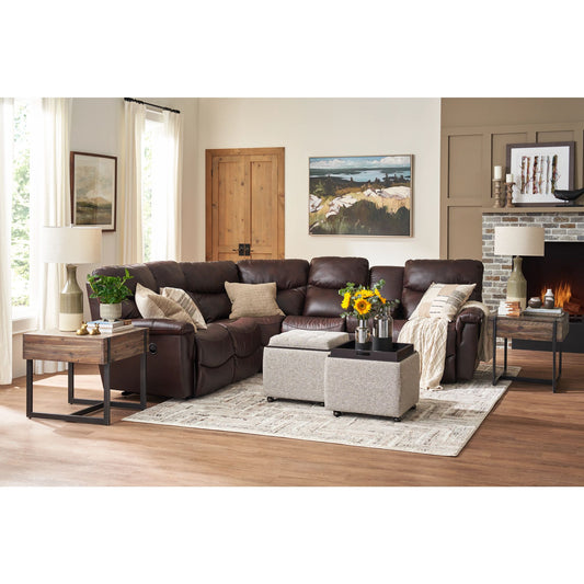 James Leather 5-Piece Reclining Sectional with Console — Yellowstone Walnut