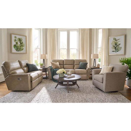 Ava Leather Reclining Sofa — Topflight Ivory — view 2