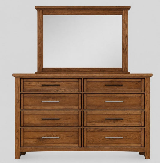 Jamestown Oak Triple Dresser 8 Drawer and Mirror