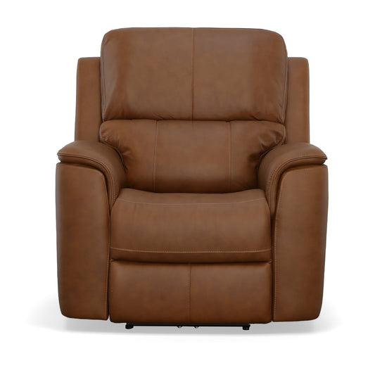 Flexsteel Henry Leather Power Recliner with Power Headrest & Lumbar