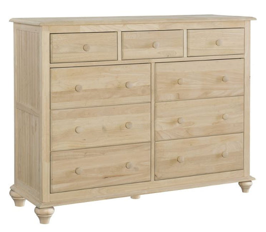 nine drawer dresser in natural finish