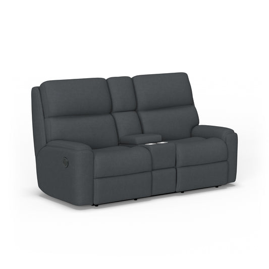 Rio Power Reclining Loveseat with Console - Storm
