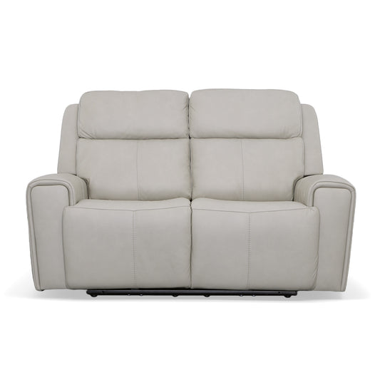 Flexsteel Barnett Leather Power Reclining Loveseat with Power Headrests & Lumbar