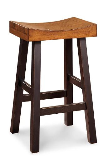 wooden bar stools with dark brown legs on a white background