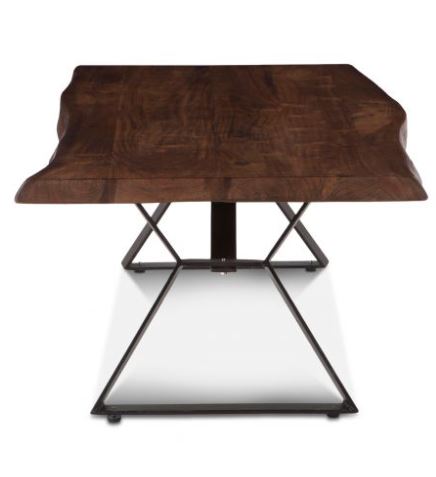 live edge wooden coffee table with iron legs