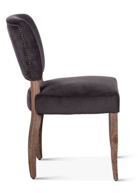 Mindy 21" Asphalt Velvet Side Chair with Napoleon Leg