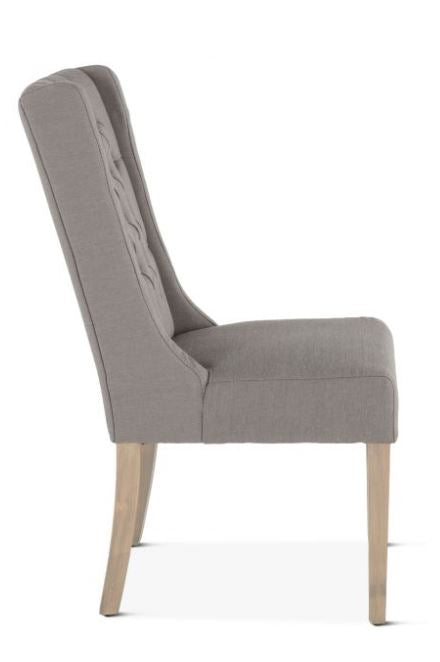 Lara 20" Upholstered Tufted Warm Gray Linen Dining Chair Natural Legs