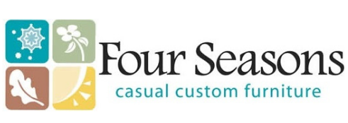 Logo of Four Seasons Casual Custom Furniture with four colorful square icons above the text.