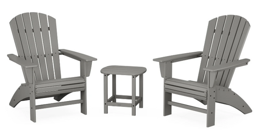 Nautical 3-Piece Curveback Adirondack Set