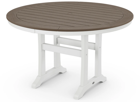 Nautical Trestle 48" Round Dining Table Two Tone