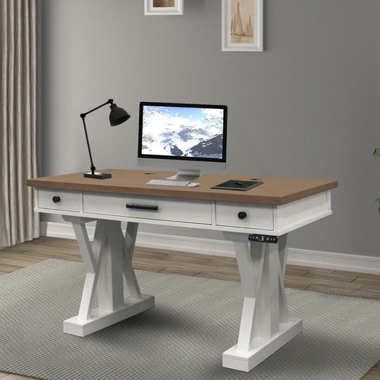 AMERICANA MODERN - COTTON 56 IN. POWER LIFT DESK (FROM 23 IN. TO 48.5 IN.) (AME#256T AND LIFT#200WHT)
