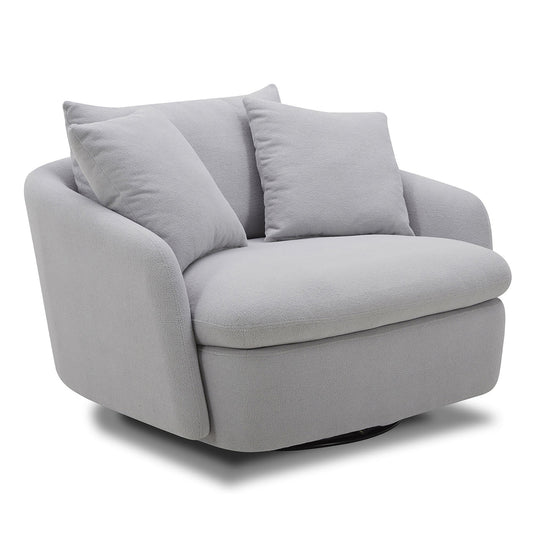 BOOMER - DOVE GREY LARGE SWIVEL CHAIR W/ 2 TOSS PLWS