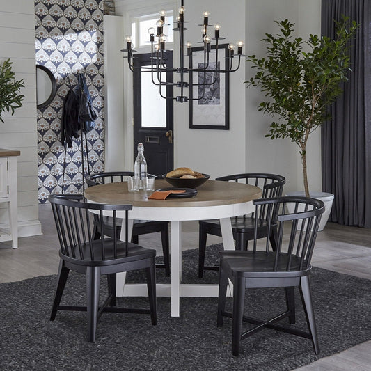 AMERICANA MODERN DINING DINING TABLE 48 IN. ROUND TO 66 IN. (18 IN. LEAF)
