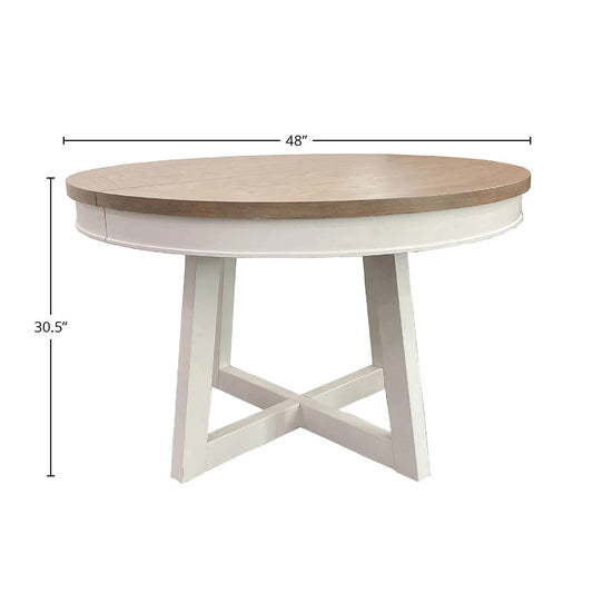 AMERICANA MODERN DINING 48-66" ROUND DINING TABLE AND 4 UPHOLSTERED CHAIRS