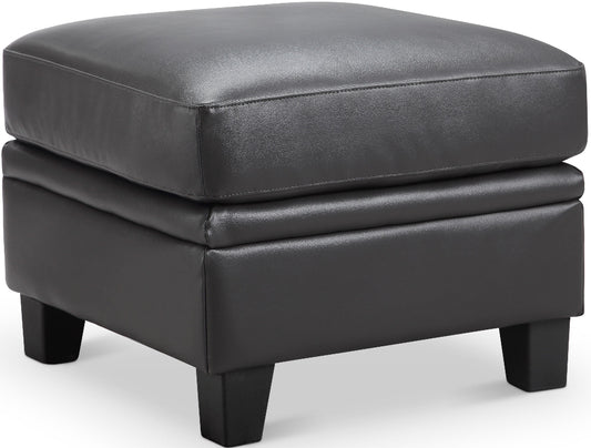 Gray leather ottoman on a white background