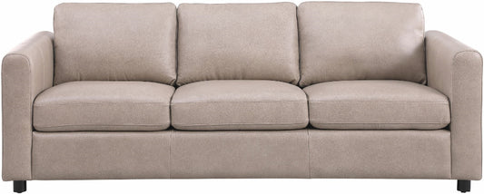 Beige leather sofa on a white background