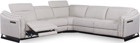Gray sectional sofa with reclining seats on a white background