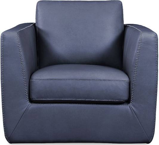Blue leather armchair on a white background