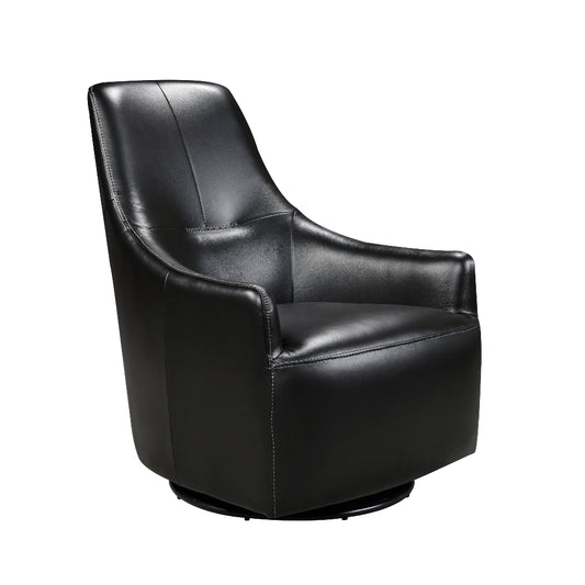 Black leather swivel chair on a white background