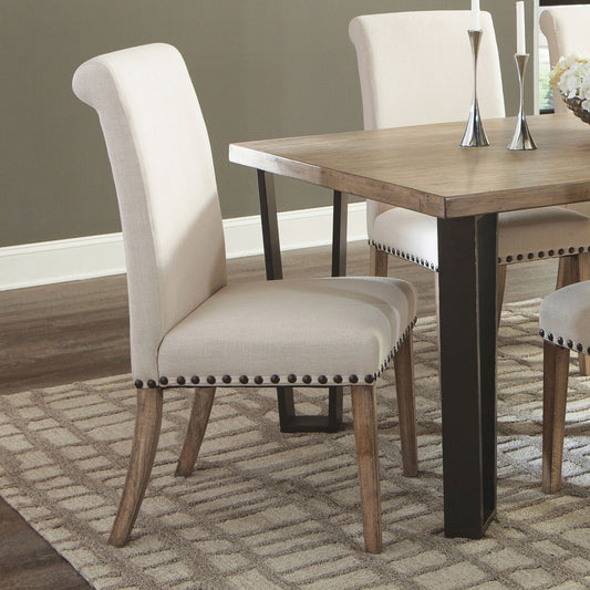 Salem Fabric Upholstered Dining Side Chair Beige (Set of 2)