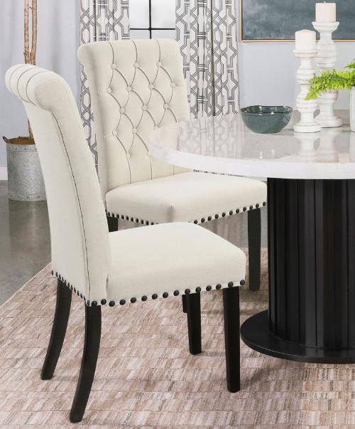 Alana Fabric Upholstered Dining Side Chair Beige (Set of 2)