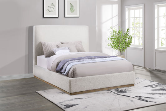 Knox Eastern King Bouclé Upholstered Platform Bed Cream