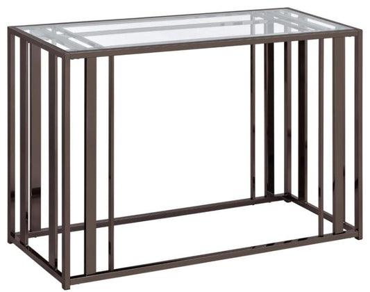 Adri Glass Top Entryway Console Table Black Nickel