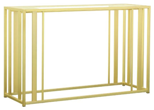 Adri Glass Top Entryway Console Table Matte Brass