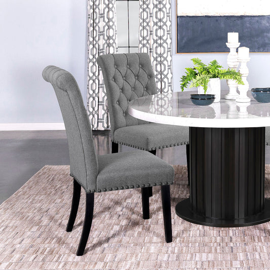 Alana Fabric Upholstered Dining Side Chair Grey (Set of 2)