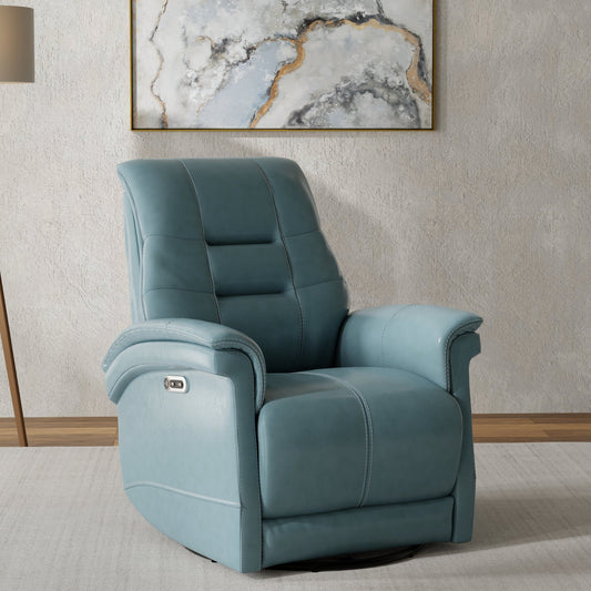 CARNEGIE - VERONA AZURE - POWERED BY FREEMOTION POWER CORDLESS SWIVEL GLIDER RECLINER