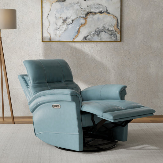 CARNEGIE - VERONA AZURE - POWERED BY FREEMOTION POWER CORDLESS SWIVEL GLIDER RECLINER