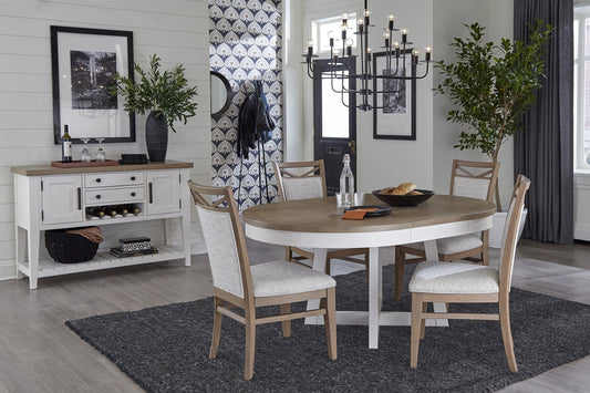 AMERICANA MODERN DINING DINING TABLE 48 IN. ROUND TO 66 IN. (18 IN. LEAF)