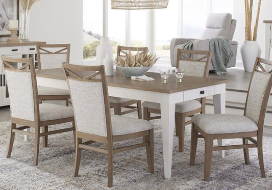 AMERICANA MODERN DINING 60-78" RECTANGULAR DINING TABLE AND 6 UPHOLSTERED DINING CHAIRS