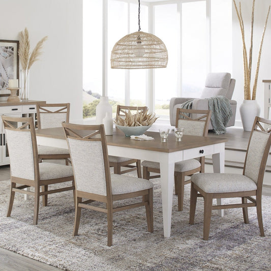 AMERICANA MODERN DINING 60-78" RECTANGULAR DINING TABLE AND 6 UPHOLSTERED DINING CHAIRS