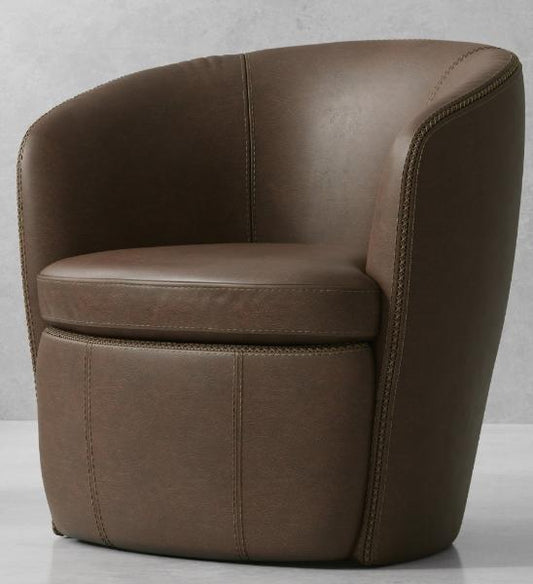 BAROLO - VINTAGE BROWN SWIVEL CLUB CHAIR